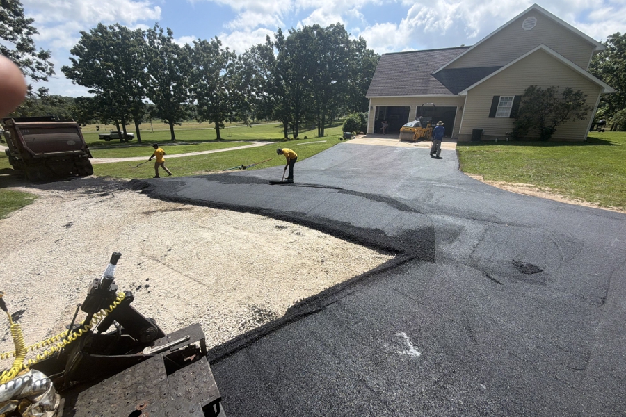 New asphalt driveway tied into the roadway in Salem, MO