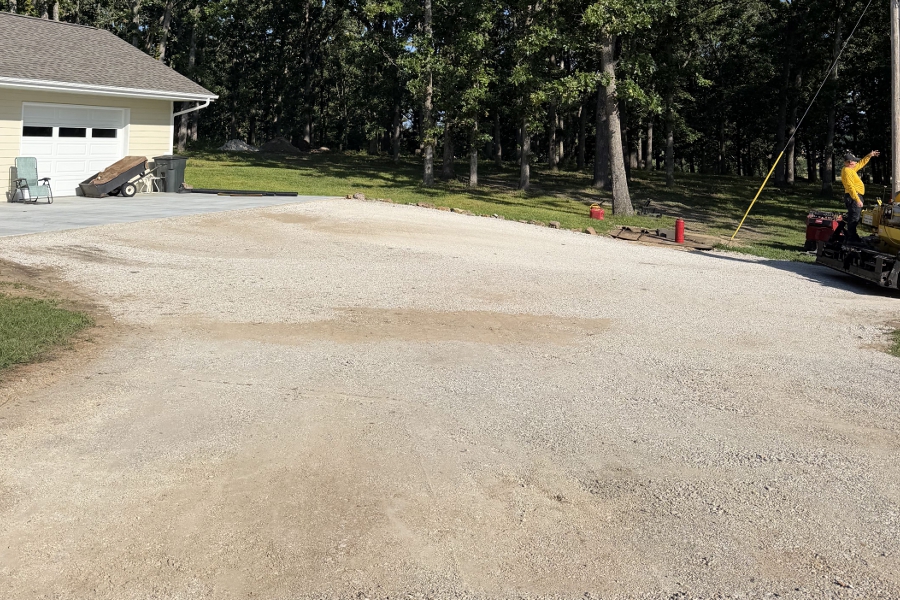 Prepared Driveway Base Prepared and graded driveway base before asphalt installation in Salem, MO